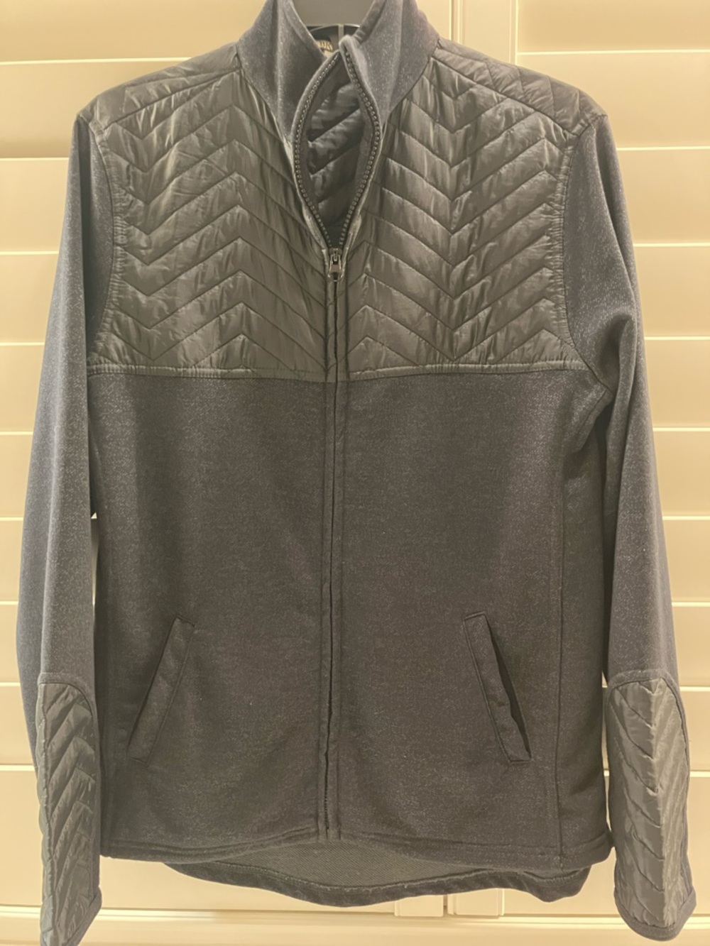 BKE Men's Quilted-Yoke Full-Zip Sweater Jacket - Charcoal